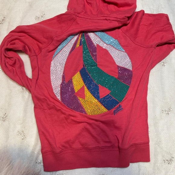 Vintage Y2K Victoria’s Secret PINK Peace Sign Bedazzled Zip-Up Hoodie – Small - Picture 4 of 4